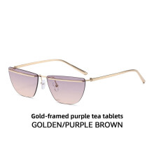 (Purple Tea)Elegant Metal Square Eyewear With Uv400 And Pc Lenses For Party Performances Stage