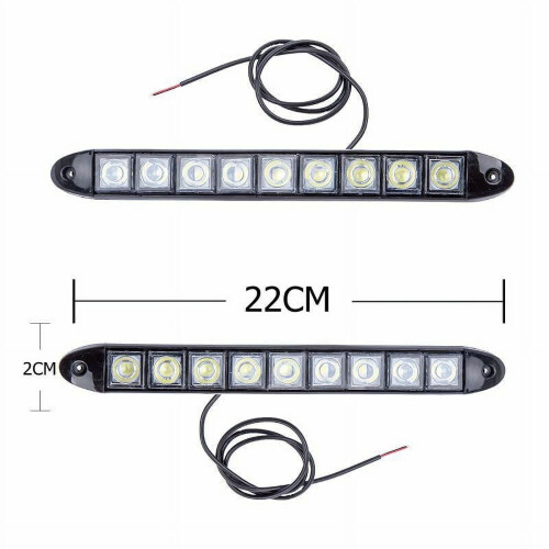 Car DRL Light Bar 12V White 9-LED Flexible 1 Pair 1