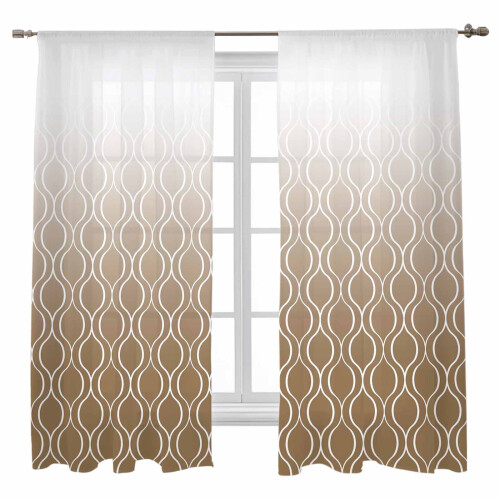 Sheer Curtains Abstract Brown Gradient 52x63 Inch 2 Panels