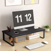 Wood Monitor Riser Stand with Shelf for Laptop and Computer