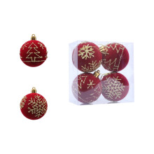 Velvet Christmas Balls Red 2.36 Inch 4-Pack