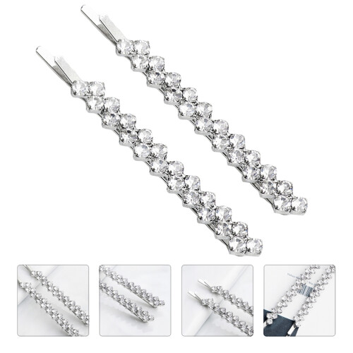 Rhinestone Bobby Pins Clear Crystal Metal 4-Pack Silver 2