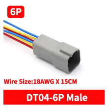 DT Connector with 15 cm Wiring Harness DT06-2S/DT04-2P