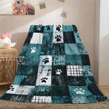 Paw Print Flannel Blanket Soft Warm Bedspread 150x200cm