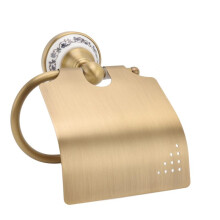 Toilet Paper Holder Vintage Toilet Paper Holder Metal Paper Towel Holder Rack with Porcelain Decoration Wall Mounted