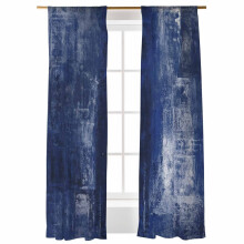 Navy Blue Abstract Graffiti Sheer Curtains 52x96 Rod Pocket
