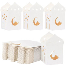 50 Pièces Eid Mubarak Boîtes à Bonbons Creux Étoile Lune Cookie Emballage Cadeau Boîte Ramadan Islamique Musulman Décoration Fournitures