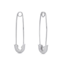 Sterling Silver Safety Pin Hoop Earrings 1 Pair