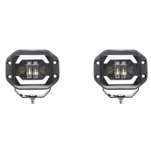 2X Feux de Travail LED pour Voiture de 5 Pouces Angel Eyes Projecteurs Carrés Phares Antibrouillard Avant en Maille pour Pare-Chocs Adaptés Aux