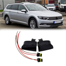 4X Car Rear Mirror Side Assist Light Indicator Lamp with Wire Harness for B8 Variant 15-16 3GD949145