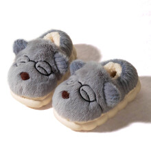 Children's Flat Slippers with Cartoon Prints Warm Round Toe