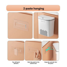 Kitchen Wastebasket Wall Mounted Trash Can with Lid Hanging Trash Bin Garbage Can for Cabinet Sink Compost Bin 8.5L