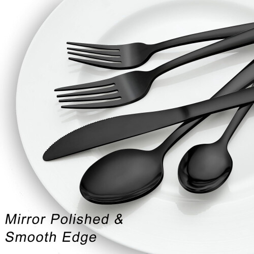 Black Stainless Steel Flatware Set 72-Piece 1