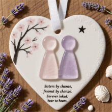 Heart-Shaped Sea Glass Friendship Ornament Handmade Ocean