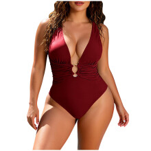 Women's One-Piece Swimsuit V-Neck Cutout Tummy Control