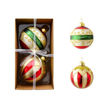 Christmas Glass Ornaments Shiny Glitter Balls 8cm 2 Pack
