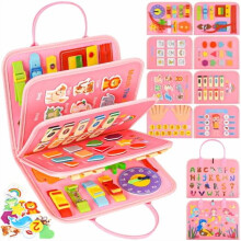 Montessori Busy Board for Toddlers 4-5 Years Pink