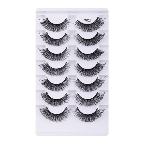 Curly False Eyelashes Natural Thick Voluminous 7 Pairs