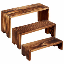 Pine Wood Display Risers Rectangular Stackable 3 pcs