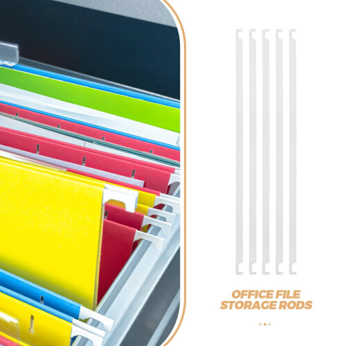 Office Hanging File System Rods White Metal 10Pcs 2