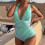 Women's Green Push-Up Monokini Swimsuit 6