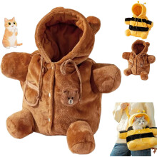 Cat and Puppy Plush Winter Backpack Bear or Bee Design