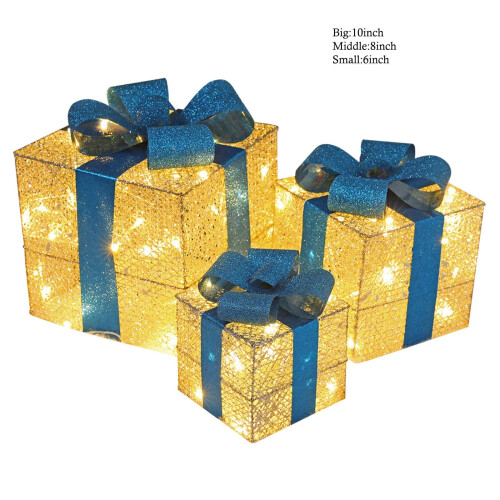 Lighted Christmas Boxes PVC Indoor Outdoor Decor 3 pcs AA 2