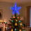 LED Lighted Star Tree Topper Golden Glitter 8.7 Inch 20 4