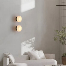 Naturlig Marmor Rund Vägglampa Modern LED-Rumslampa Vardagsrum Sovrum Passage Korridor A