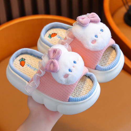 Girls Slippers Soft Linen Slides Comfortable Sole 2