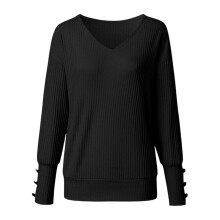 Women's V-Neck Long-Sleeve Knit Sweater Lightweight