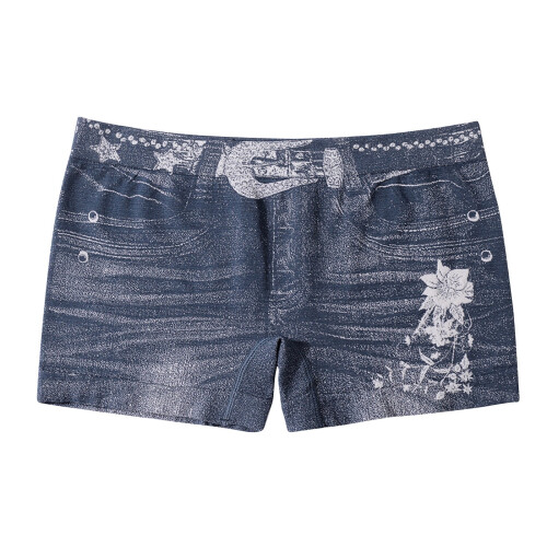 Women's Faux Denim Shorts Stretchy Butt-Lifting Plus Size 2