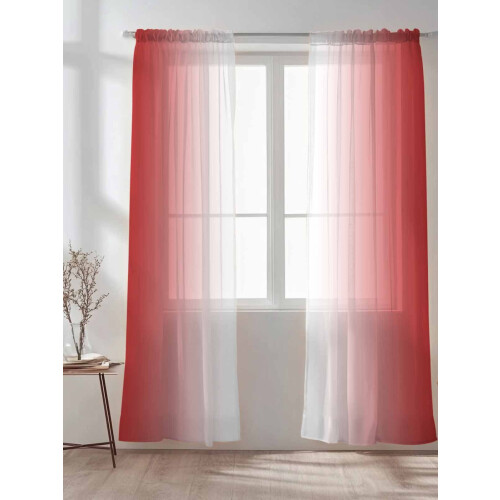 Red and White Gradient Sheer Curtains 52x96 Rod Pocket 1