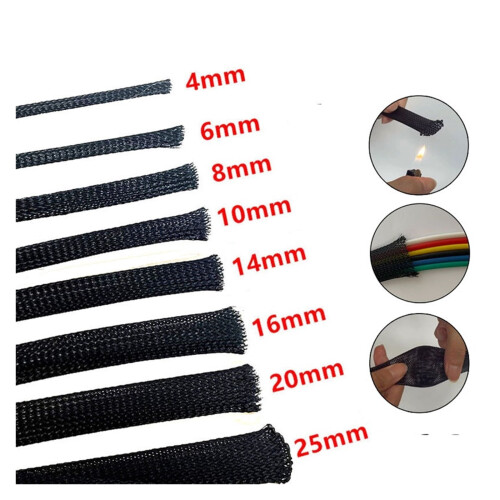 Black Insulated PET Cable Sleeve 5 Meters 1