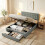 Homcom HOMCOM PU Leather King Bed Frame with Storage and Adjustable Headboard, Grey 6