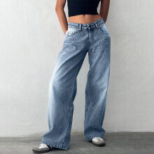 Women's High-Waisted Straight-Leg Navy Denim Jeans