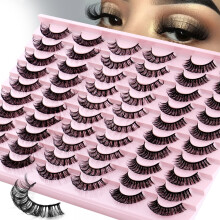 Curly False Eyelashes Synthetic Thick Natural Look 30 Pairs