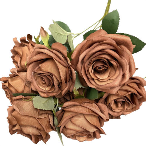 Artificial Rose 9-Head 18in Silk Plastic Flower 1PC