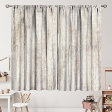 Farmhouse Barn Door Curtains Blue Grey Wooden Plank 2