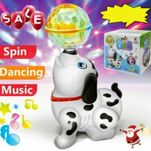 Cane robot elettronico che cammina e balla, giocattolo musicale intelligente con luci e suoni, ideale per bambini.