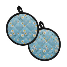 Heat-Resistant Pot Holders with Pockets 2-Pack Daisy Blue 8