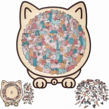 Morandi Cat-Shaped Wooden Jigsaw Puzzle 135-Piece