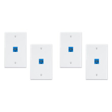 4-Pack 1 Port Ethernet Wall Plate, RJ45 Cat6 Female to Female Jack Inline Coupler Face Plates, 1-Port