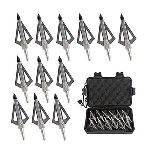 Set mit 12 100-Grain-Jagdspitzen für den Bogen, 3 Armbrustklingen