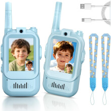 (2 stuks) Video-walkietalkies voor kinderen, draagbare, oplaadbare video-intercom walkietalkies (3 stuks), speelgoed voor bin