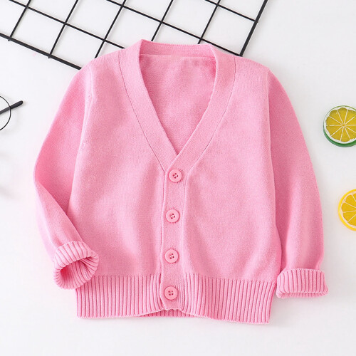 Knit Cardigan for Kids Long Sleeve Button-Down Pink Size 1