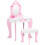 Kids Dressing table Set w/ Mirror, Stool, Drawer, Cute Patterns, for Ages 3-6 Years - Pink 1