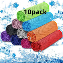 Lot de 10 serviettes rafraîchissantes (81 x 30 cm), douces et en microfibre, pour la nuque et le visage – idéales pour la sa