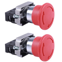2 Pièces 22mm NC Interrupteur A Bouton-Poussoir D'Arret D'Urgence de Champignon Rouge de 600V 10A ZB2-BE102C XB2-BS542X1