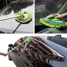 2X Spazzola Per Lavaggio Auto Mop Spazzola Staccabile Manico Lungo Regolabile Spazzola Girevole Accessori